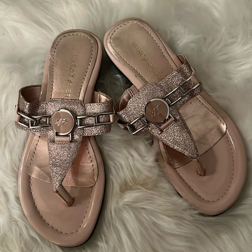 Rose gold glitter sandals